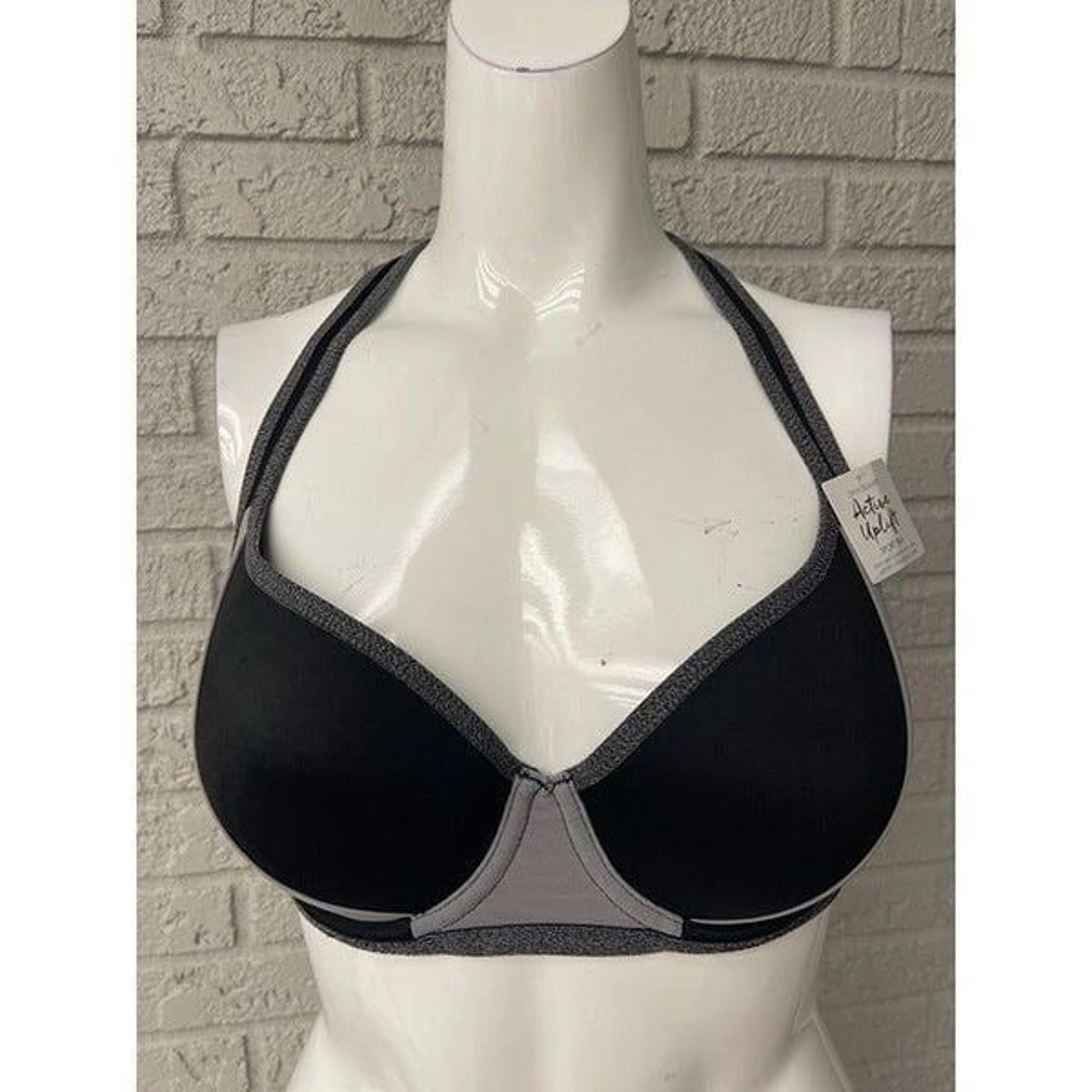 On Gossamer Active Uplift Gray & Black Sport Bra Size 34C NWT