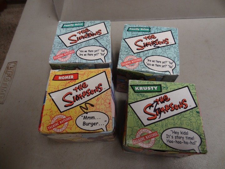 (4) BURGER KING SIMPSONS TALKING WATCHES HOMER KRUSTY FAMILY DRIVE in BOXES 2002