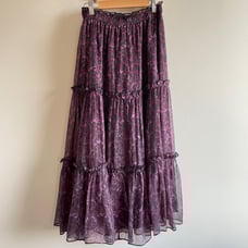 Westside tiered silk midi ruffle skirt w abstract print size S w metallic thread