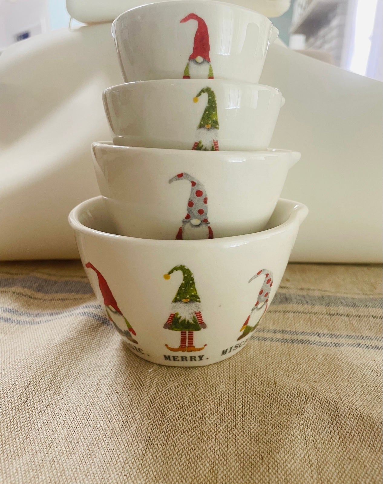 Rae Dunn Christmas 3 Gnome Measuring cups Discontinued ❤️
