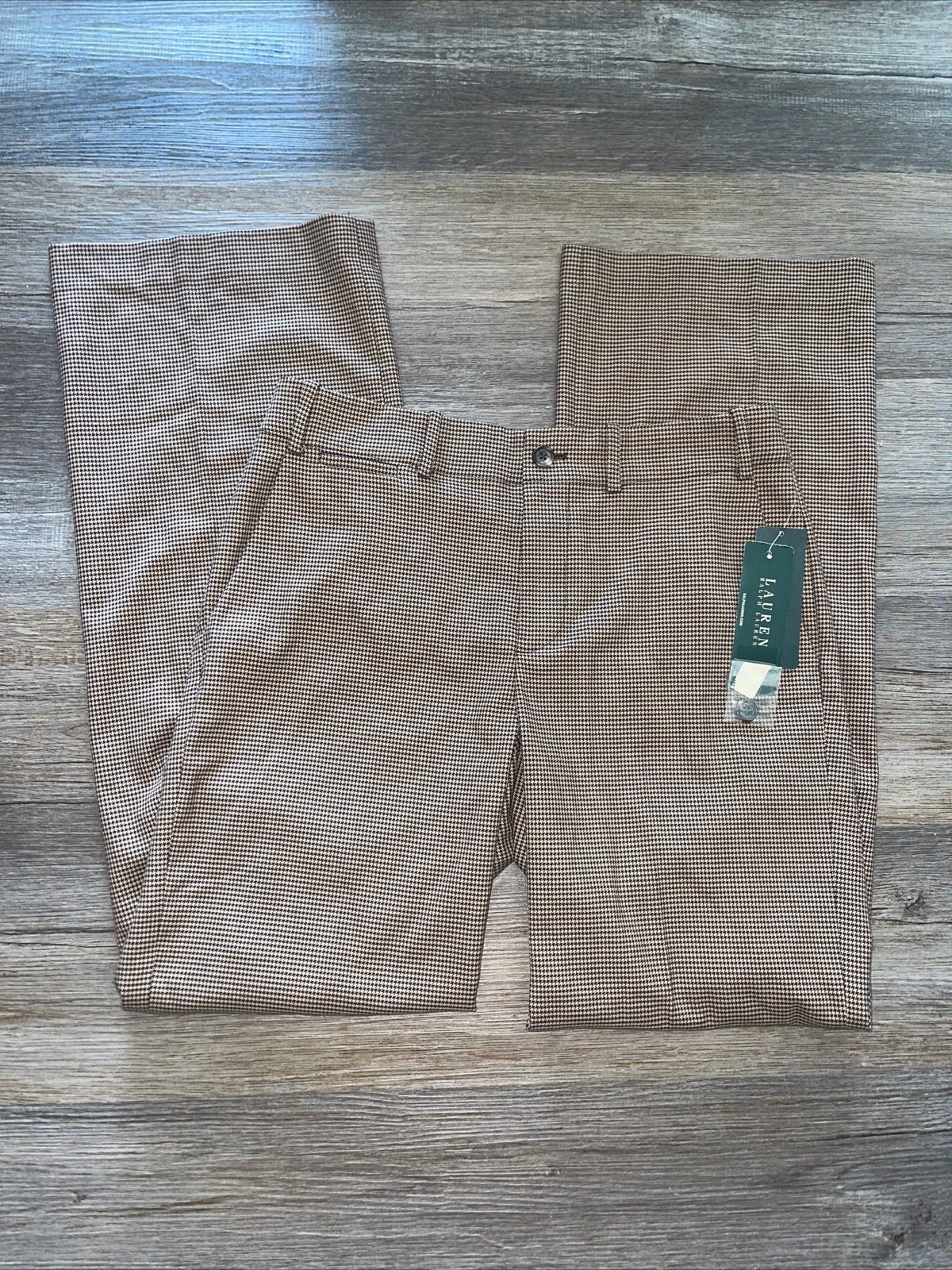 NWT LAUREN Ralph Lauren Women's Sz 8 Sanderson Houndstooth Trouser Pants