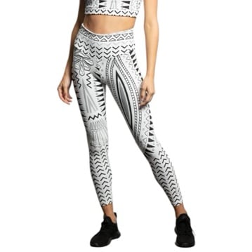 COCO on the go black and white abstract print high rise athletic leggings small