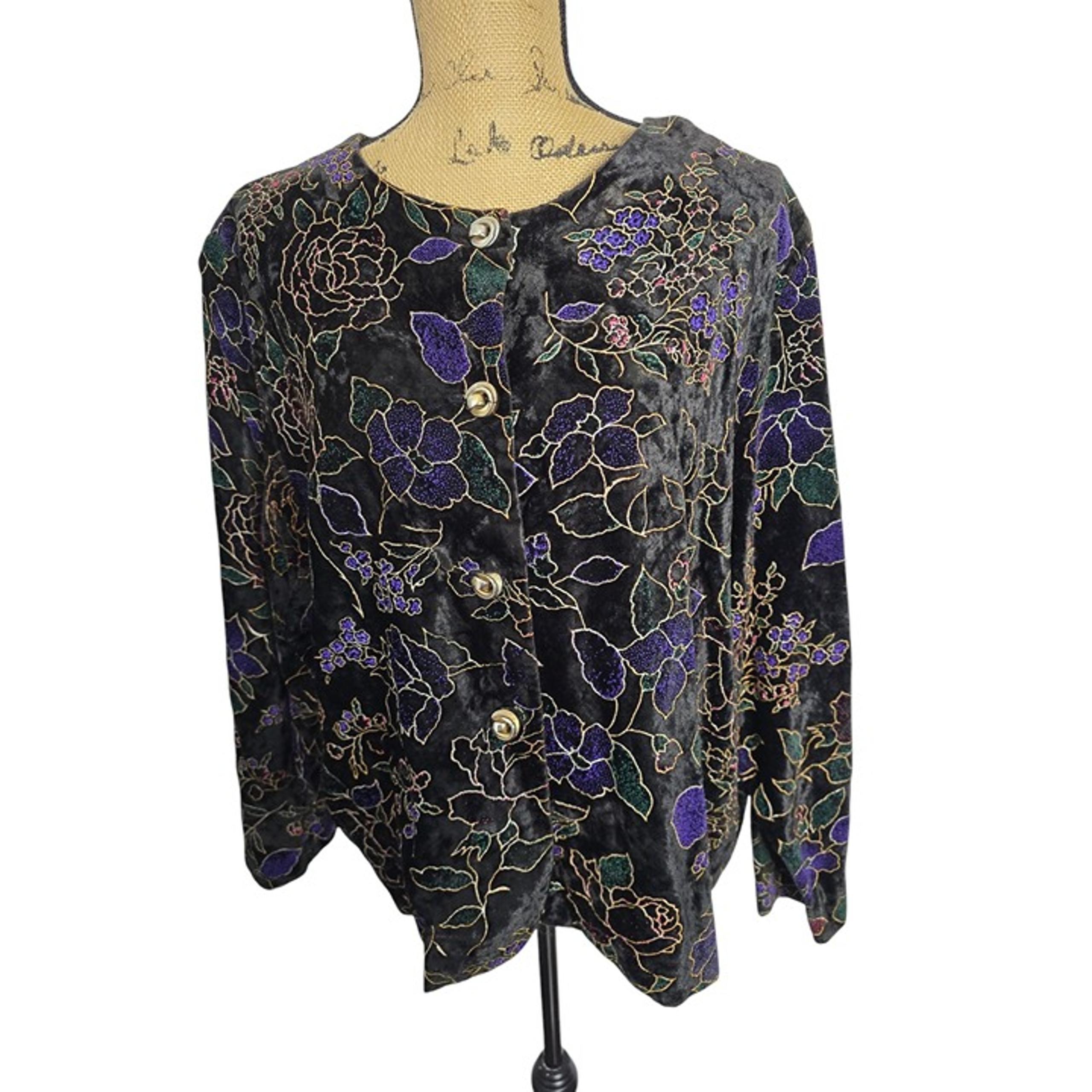 Vintage Velvet Victorian Vampy Floral Jacket