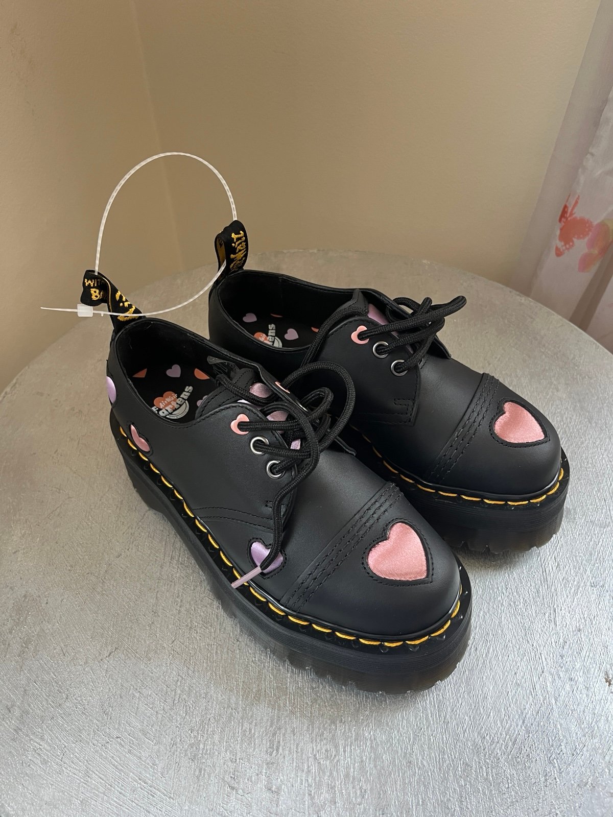 Dr. Martens Women's 1461 Quad Heart Leather Platform Shoe