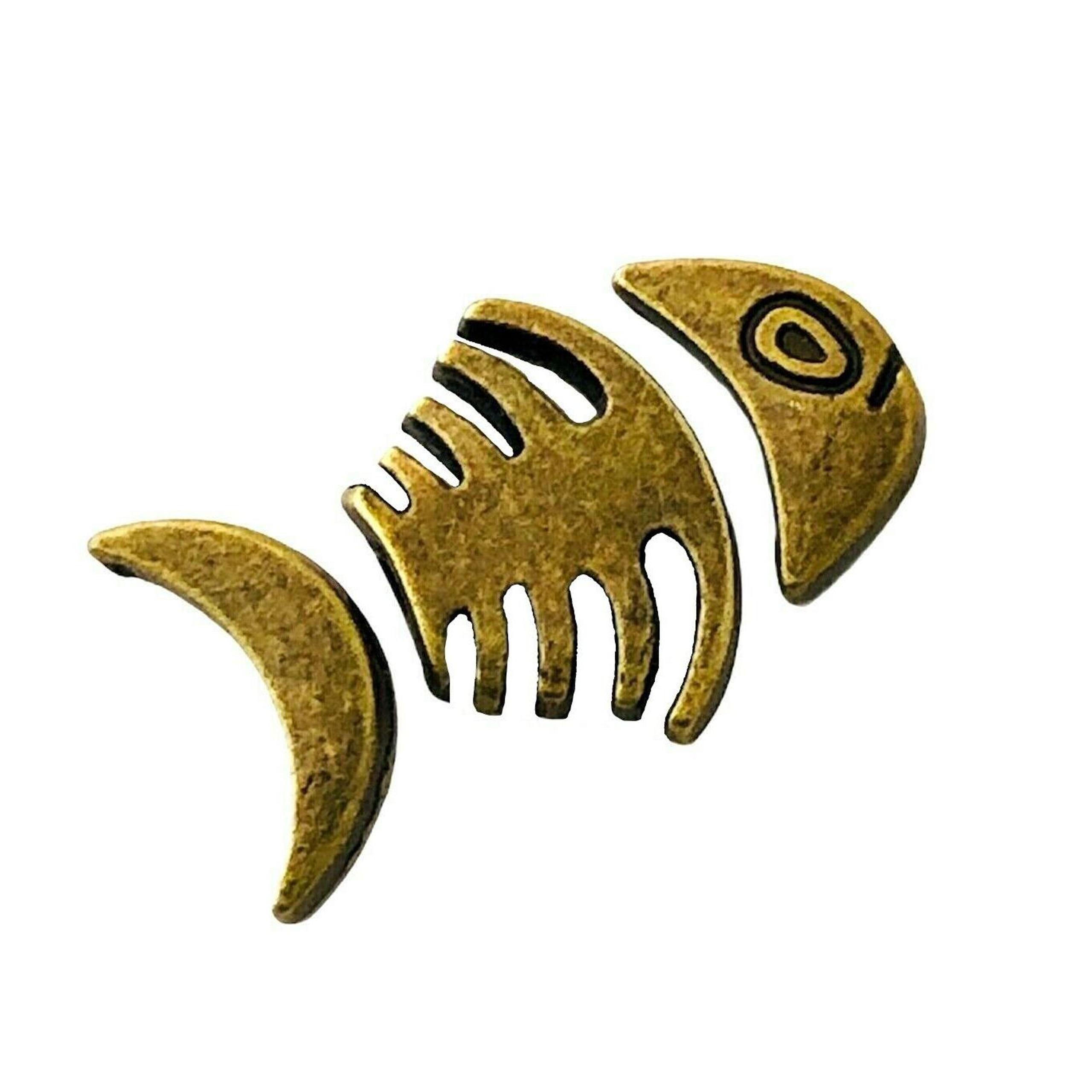 10 Sets Worry Fish Spacer Beads Antiqued Gold Bronze Tibetan 3pc Segment Charms