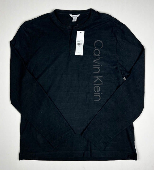 NEW! Calvin Klein Men's L Henley Logo Sweater NWT 69.50