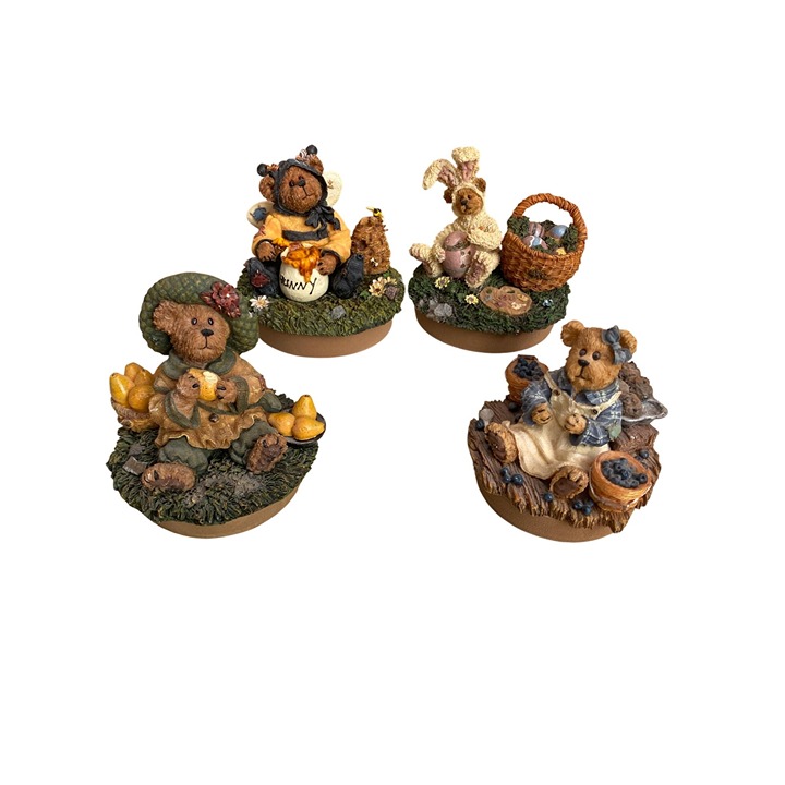 2000s Boyds Bears & Friends Candle Toppers Set of 4