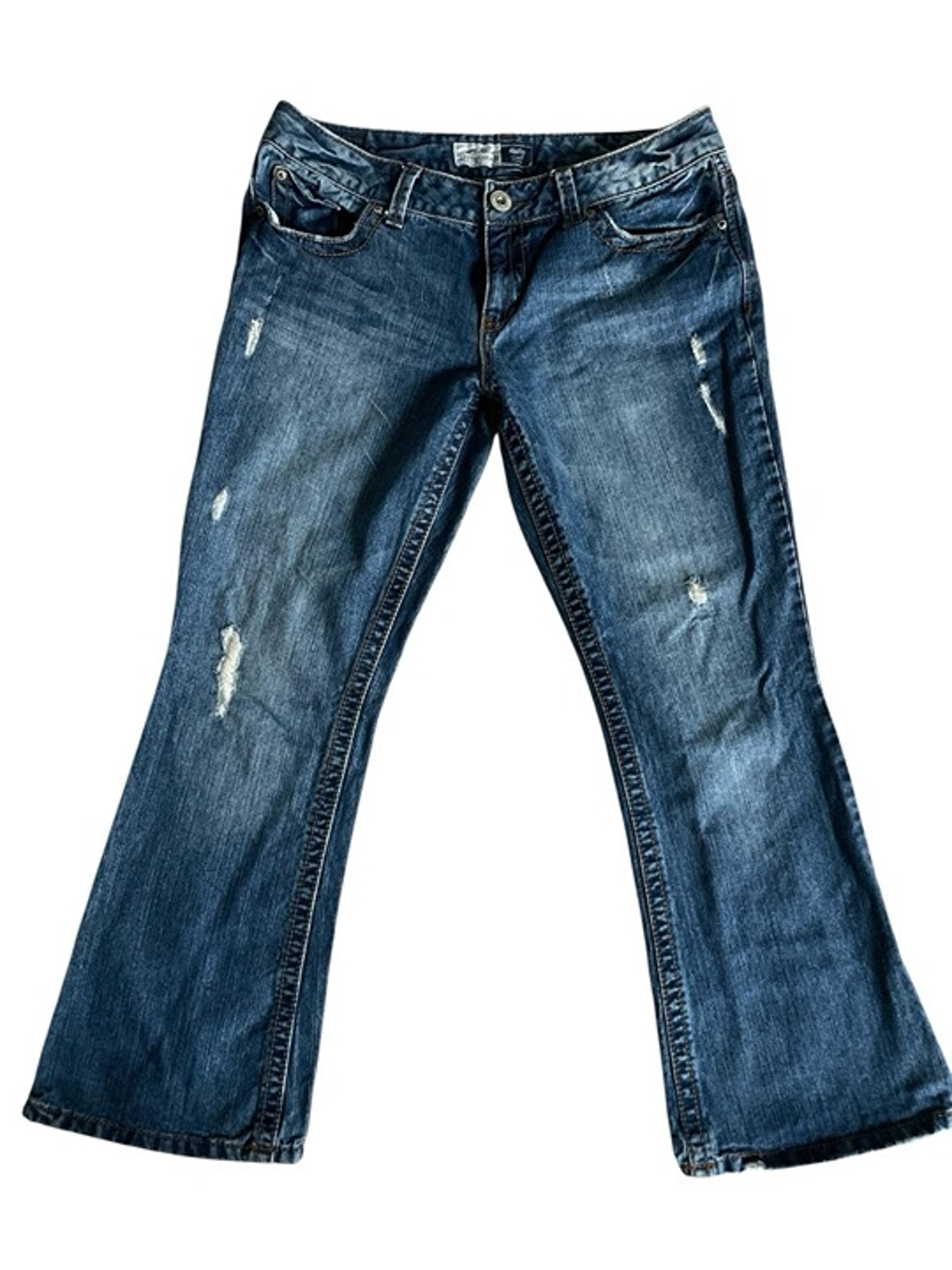VTG Aeropostale Hailey Skinny Flare Jeans Womens 11/12 Short Blue Denim Y2K