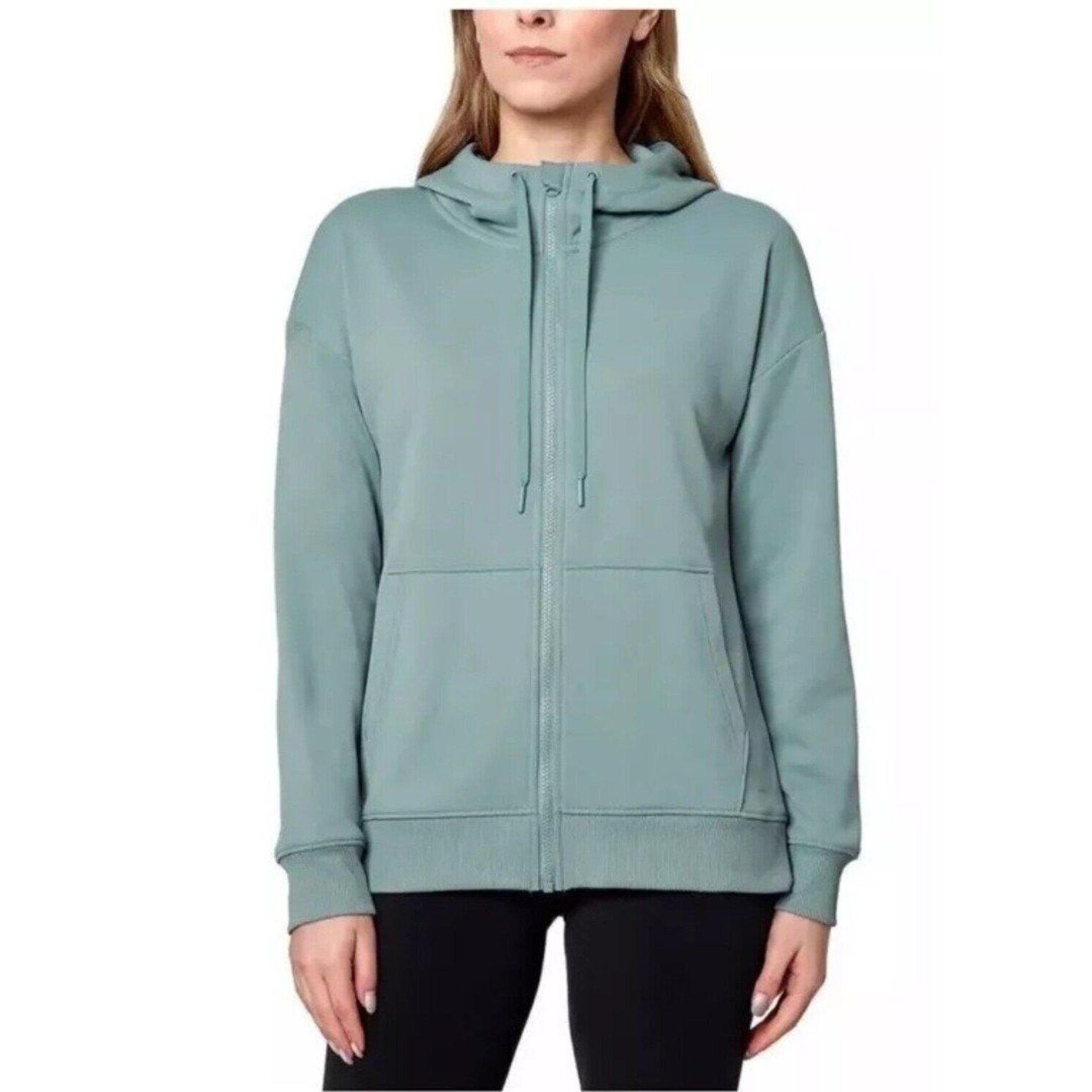 NWT Mondetta Womens Sz M Performance Full Zip Fleece Lined Hoodie Pockets Green