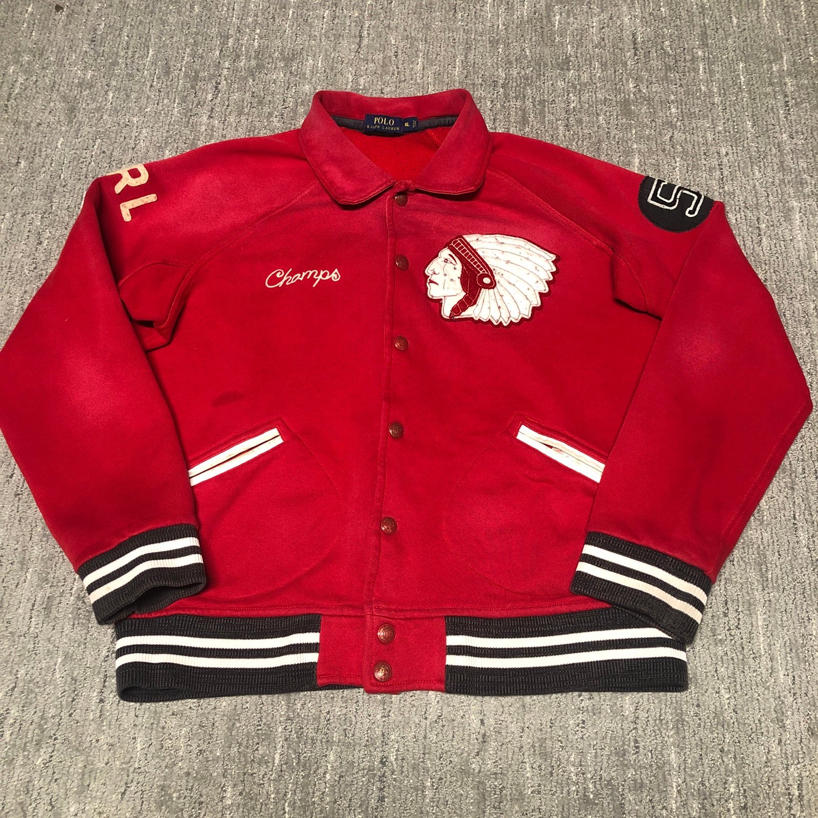 Polo Ralph Lauren Indian Chief Varsity Football Jacket Size XL Vintage Style