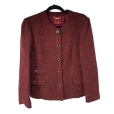 Vintage Maroon Black Boucle Career Blazer