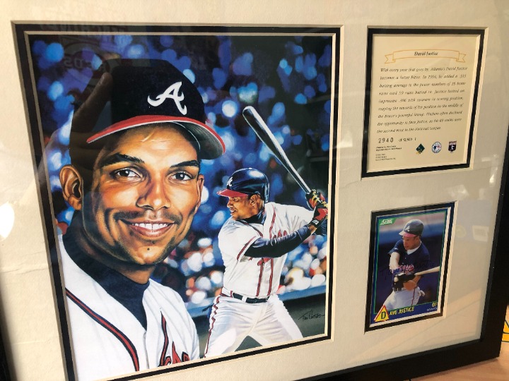 Dave Justice Atl. Braves11x14 Framed 1995 Limited Edition Signed Print Collage.