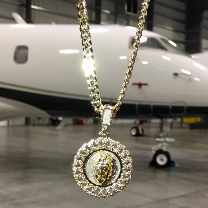LION DIAMONDS CZ GOLD CUBAN LINK CHAIN