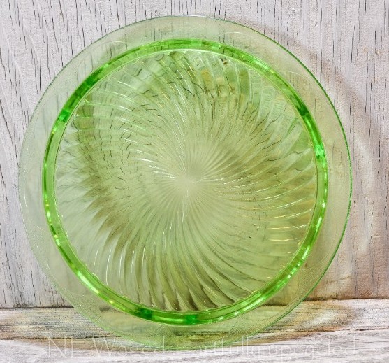 Depression glass cake plate