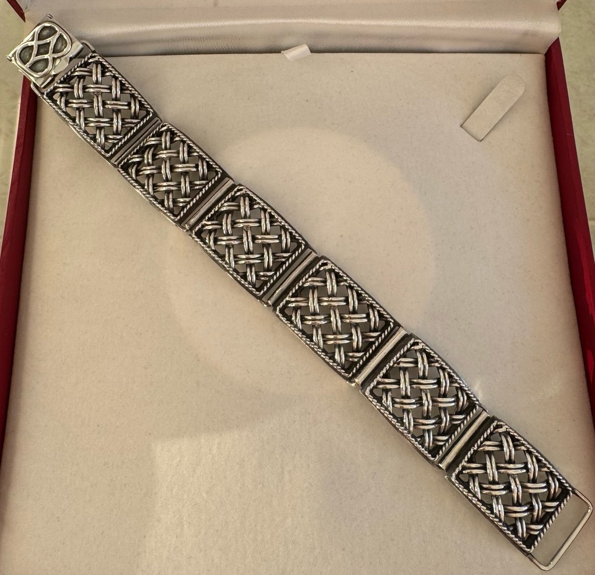 Vintage danecraft reg us pat off sterling bracelet panel square 7.75” in length