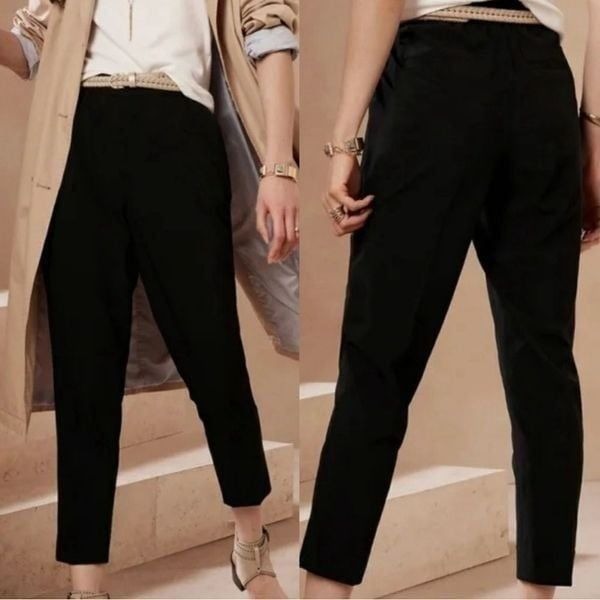 Banana Republic Hayden Black Velvet Tapered Fit Cropped Straight Leg Pants S