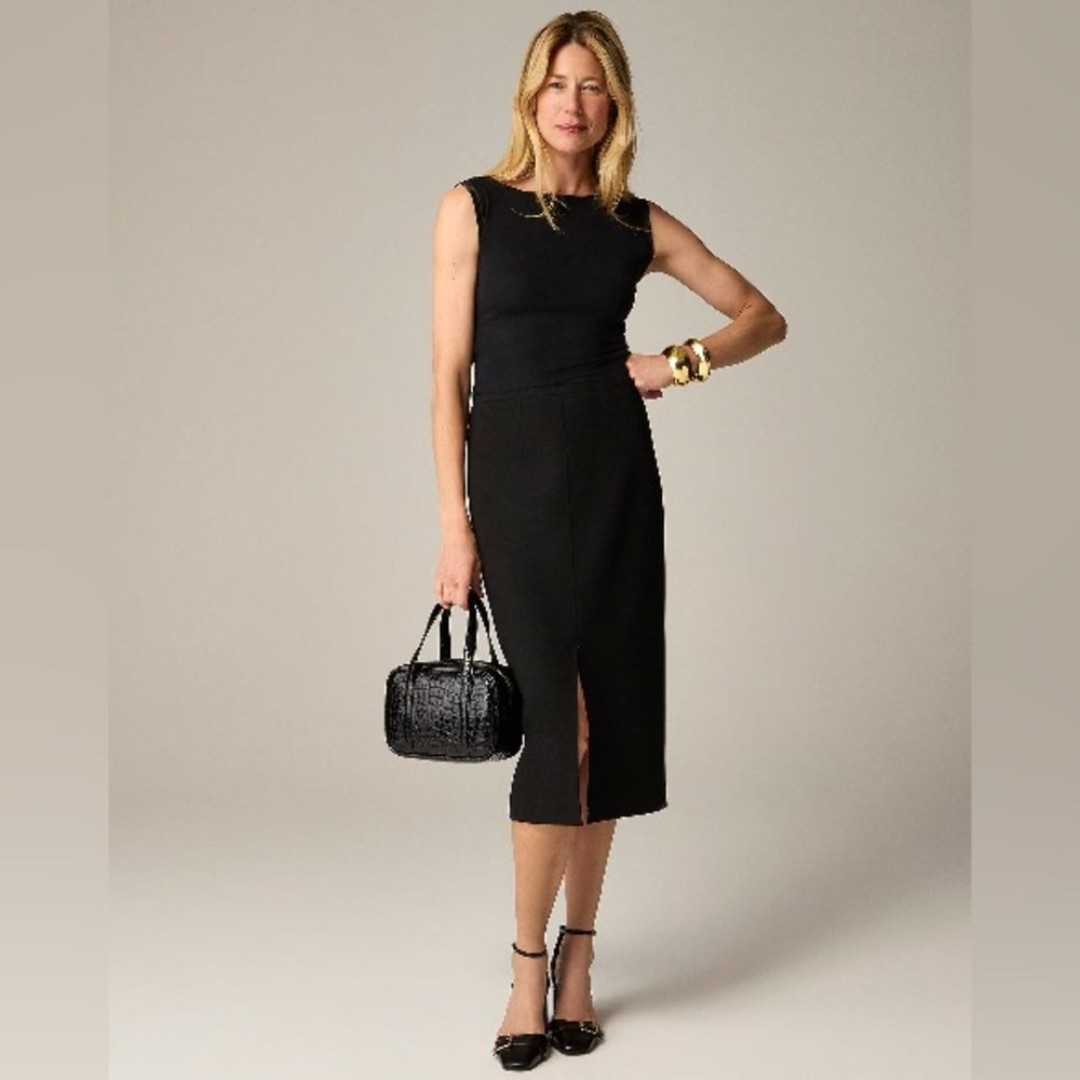 J. Crew Women’s Pencil midi skirt four-season stretch black Size 14 NWT #CD350