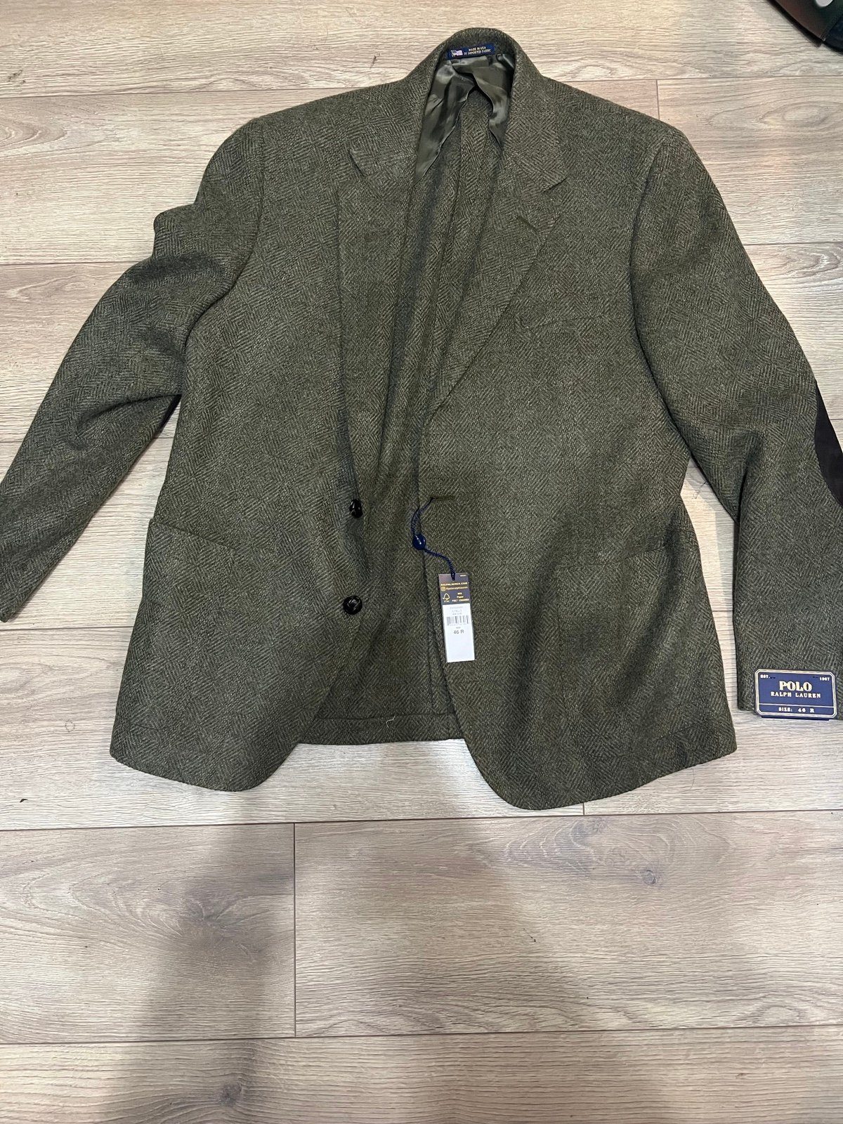 Polo Ralph Lauren men’s 3 button olive Blazer suit coat jacket nwt Size 46R