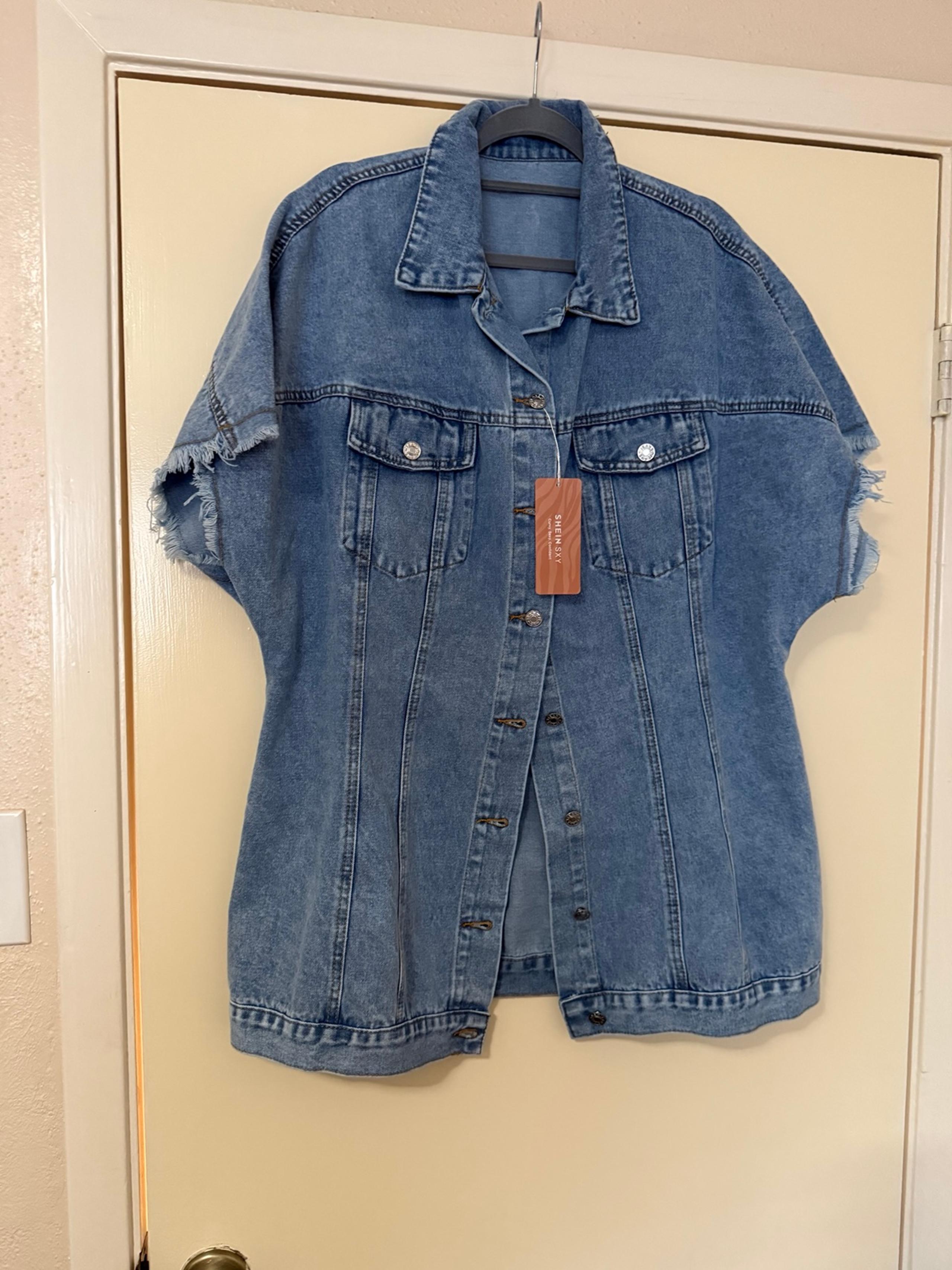 SHEIN Short Sleeve Vest Like Denim Jacket