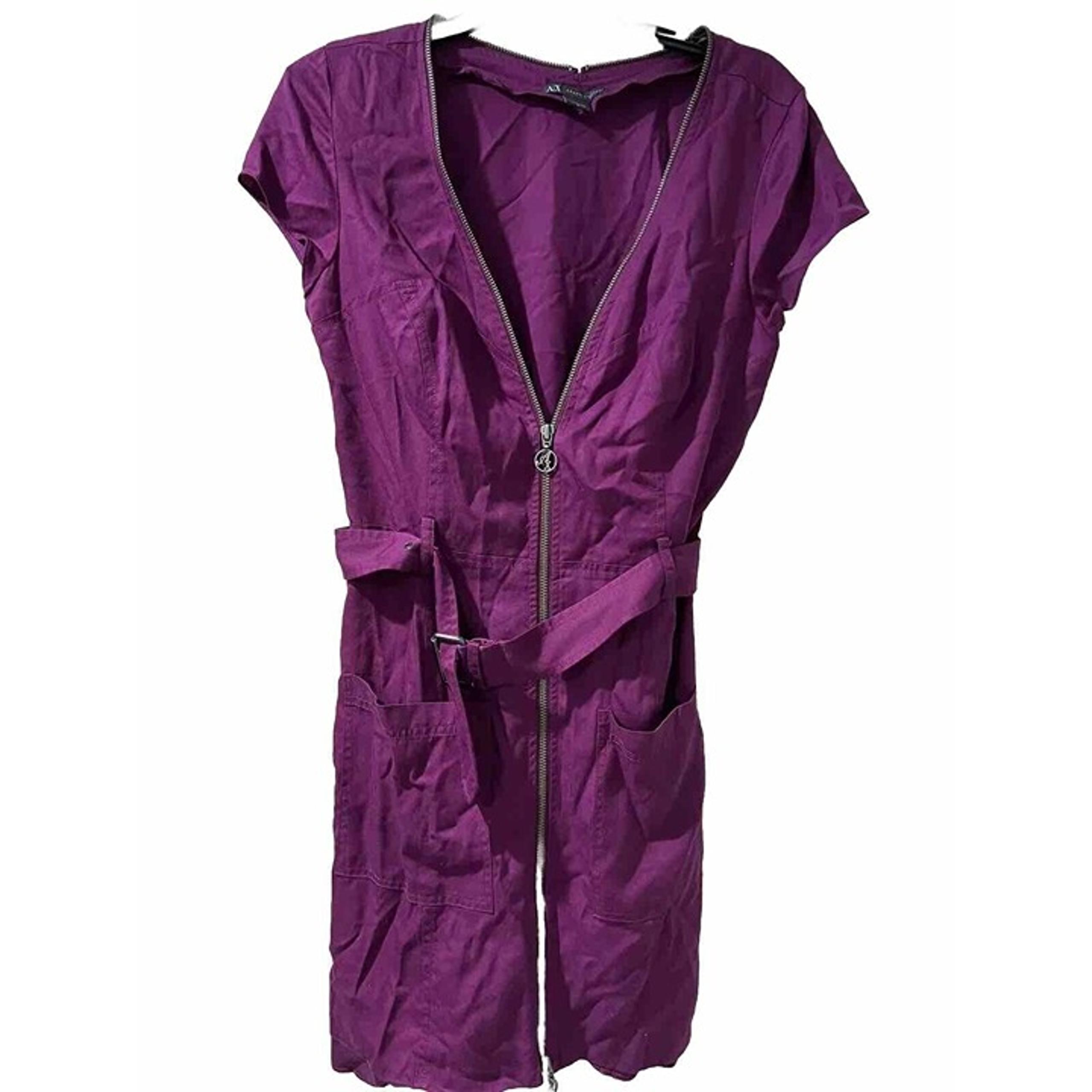 Armani Exchange Womens Purple Cap Sleeve Zip Up Lyocell Mini Dress Size 6