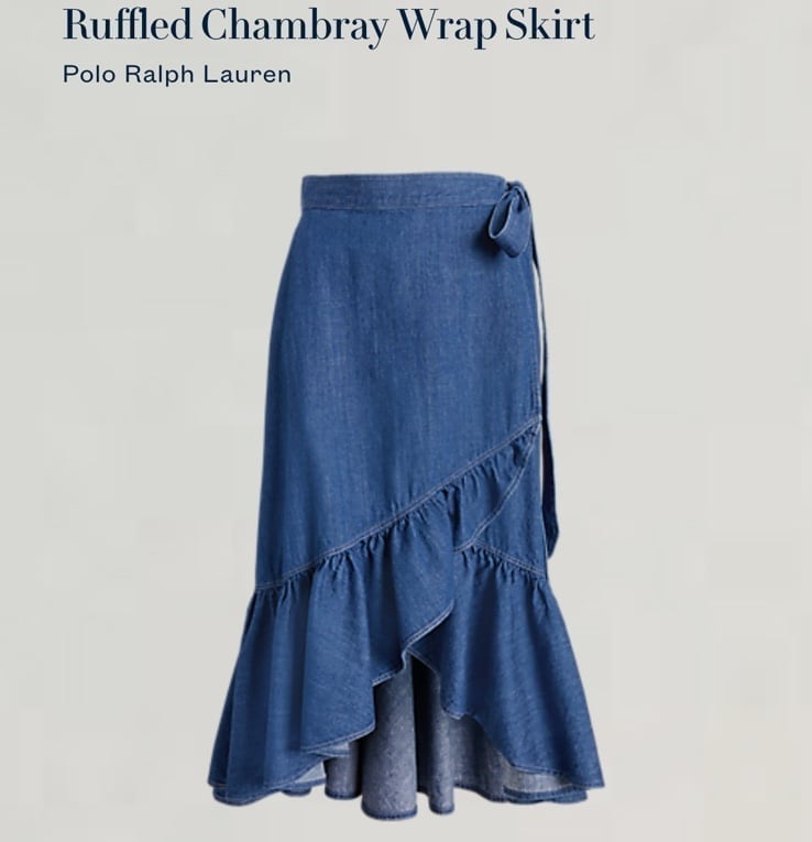 Polo Ralph Lauren ruffled chambray wrap skirt