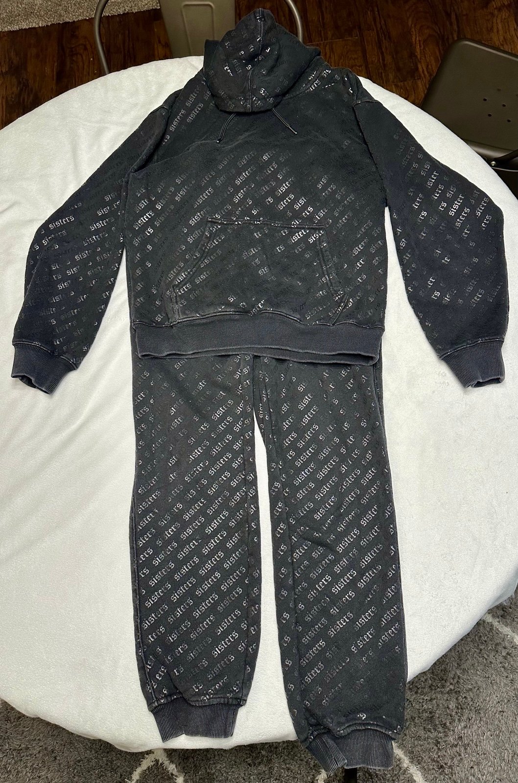 James Charles Sisters Full Set Hoodie and Sweatpants Black AOP-Both are size Med