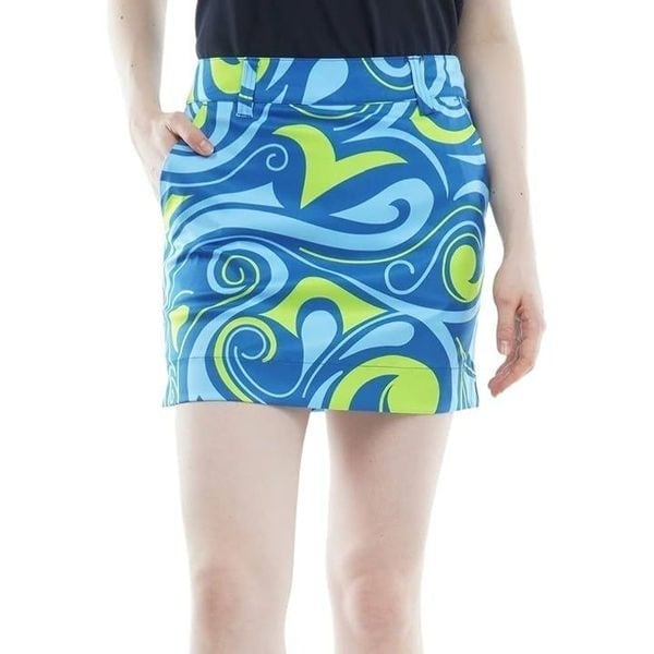 Loudmouth Ladies Golf Skort Skirt Lined Blue Green Retro Multicolor sz 8