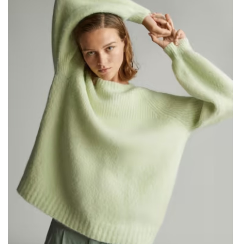 NWOT Everlane Womens The SuperFuzz Alpaca Oversized Crew Sweater Seafoam Green M