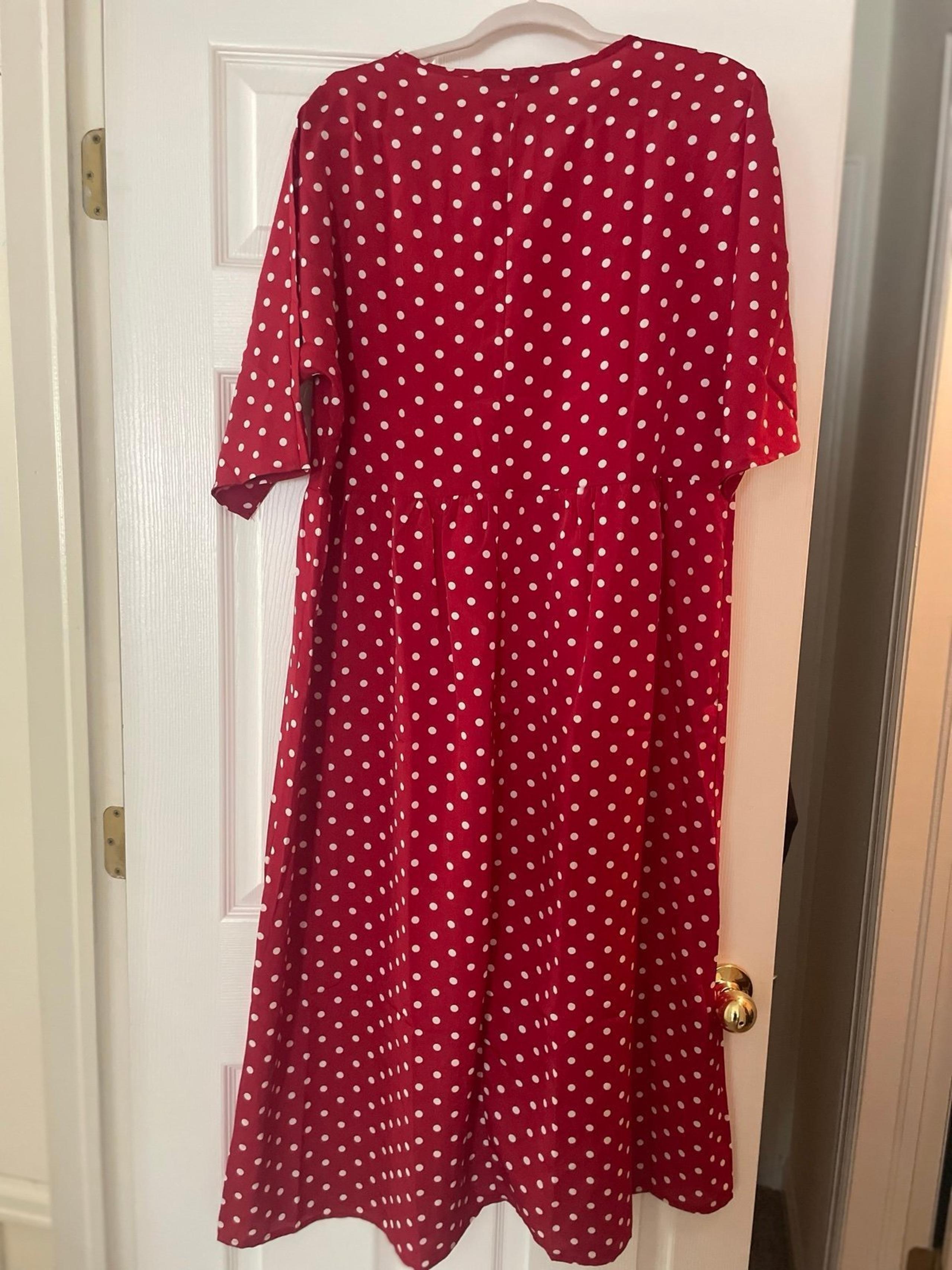 Midi red polka dot dress