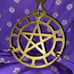 Antique Griswold Cast Iron Pentacle Trivet(painted brass) & Brass Offering Plate