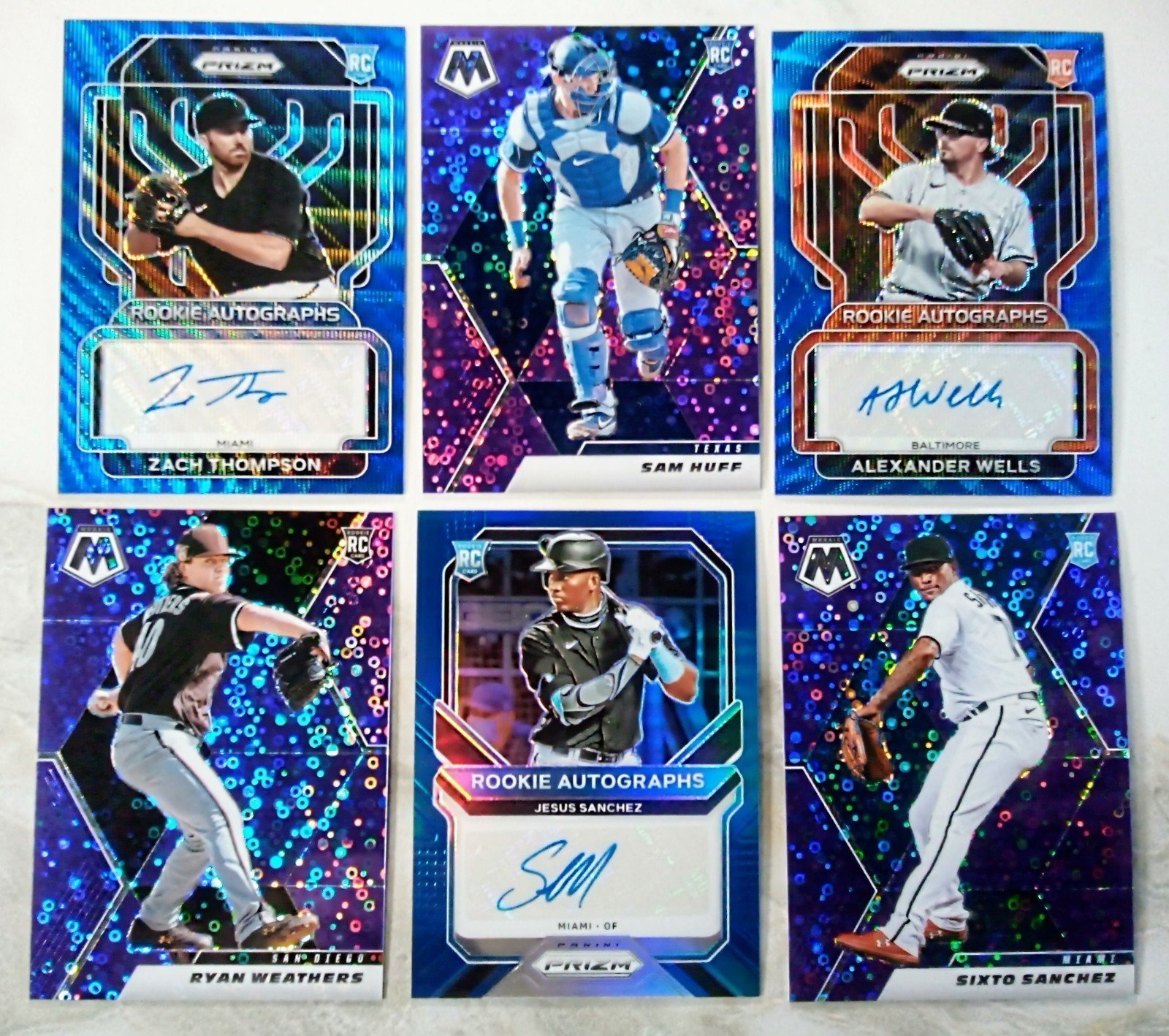 Serial Numbered MLB Refractor Trading Card lot of 6