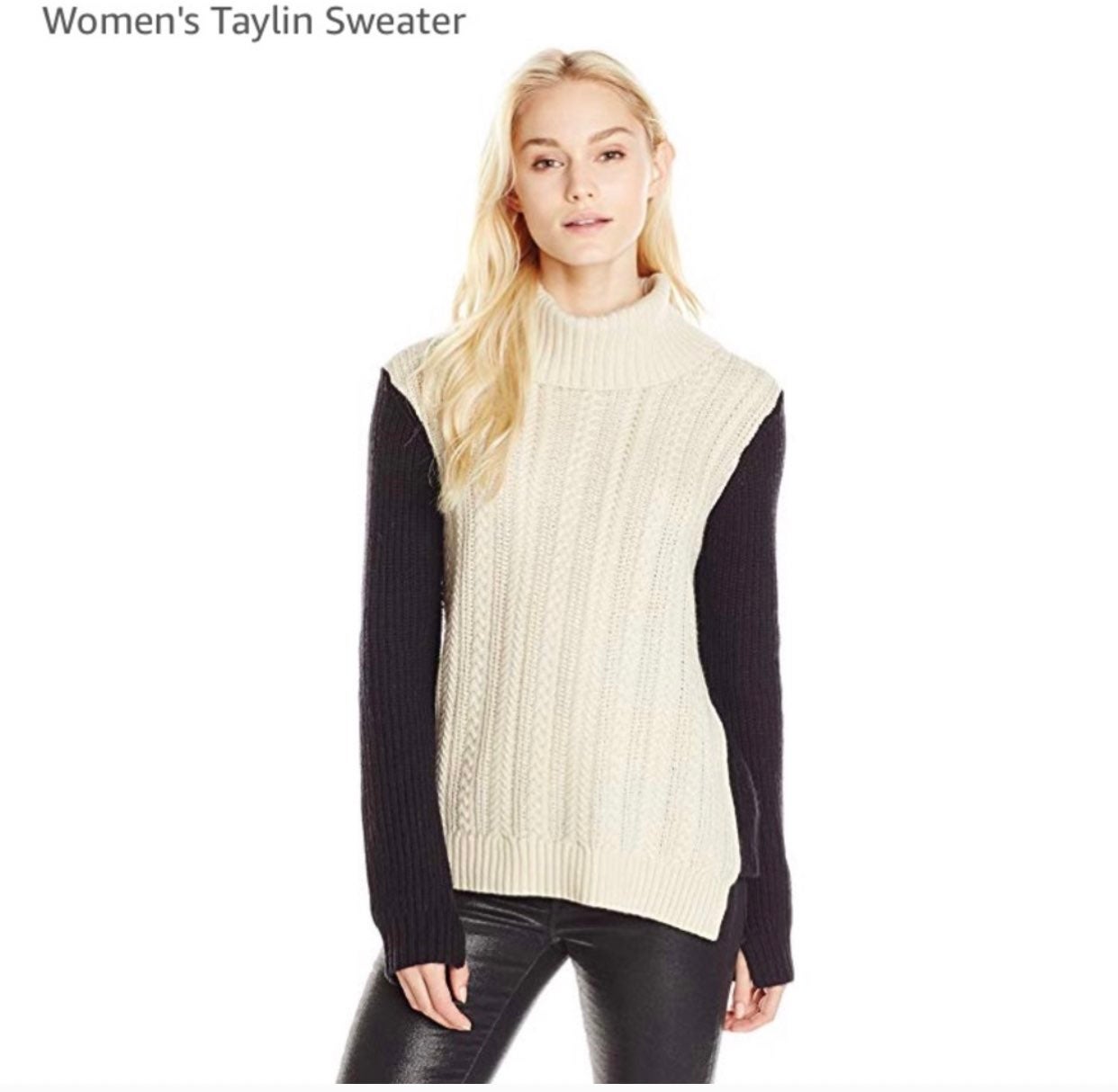 BCBGMAXAZRIA TAYLIN CABLE BLOCKED SWEATR
