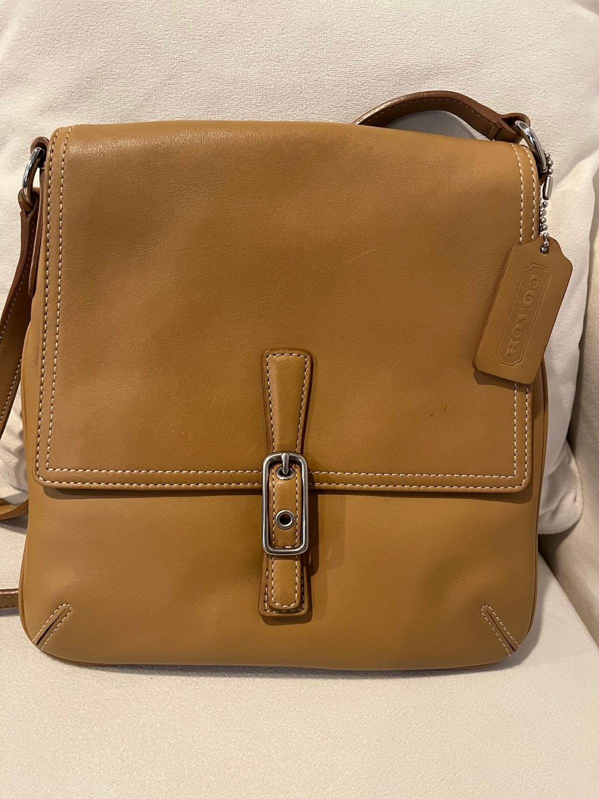 Vintage Coach 9592 Legacy Leather Slim Flap Bag Carmel Tan