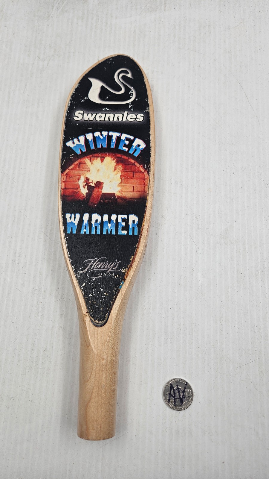 Vintage Swannies WINTER WARMER Henry's DARK Beer Column Handle