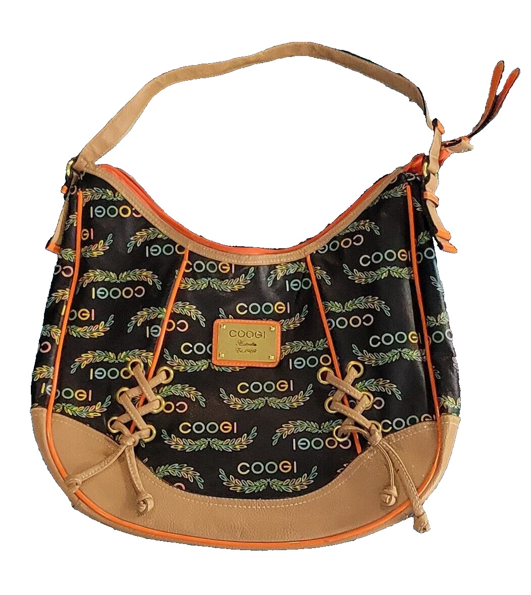 Vintage Coogi Women's Hand Bag Purse Black W/ Vibrant Colors