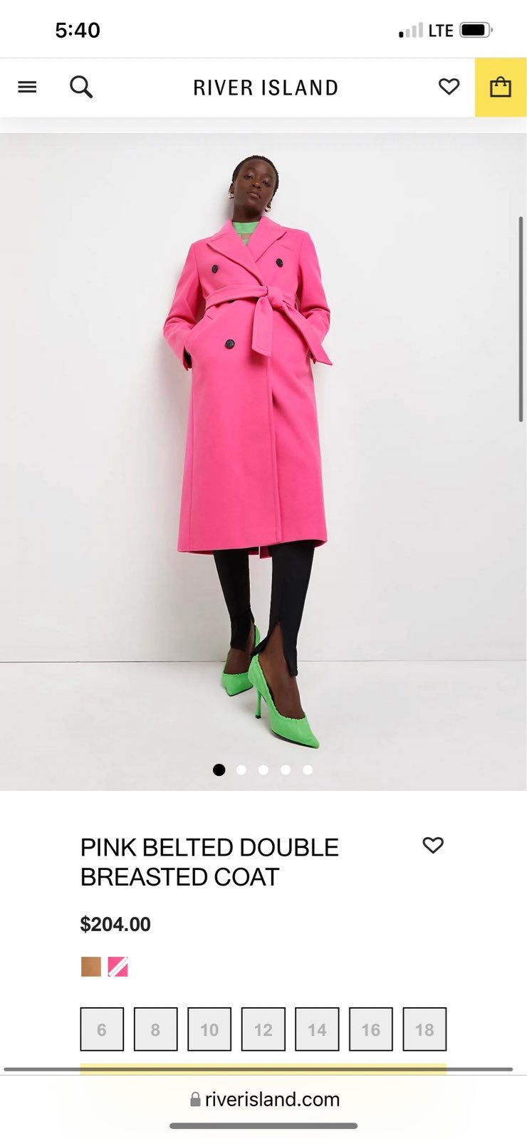 Hot Pink Belted Double Breasted Coat