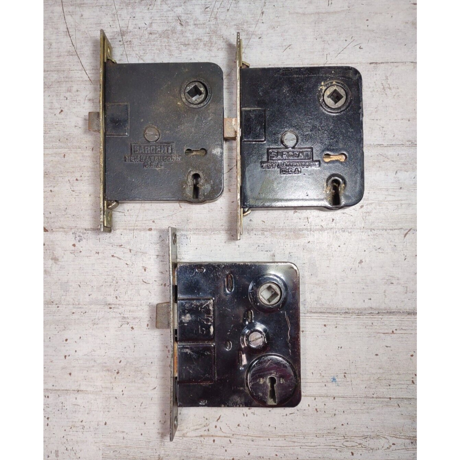 Lot of 3 Antique Mortise Locks Sargent & Unbranded NO SKELETON KEYS