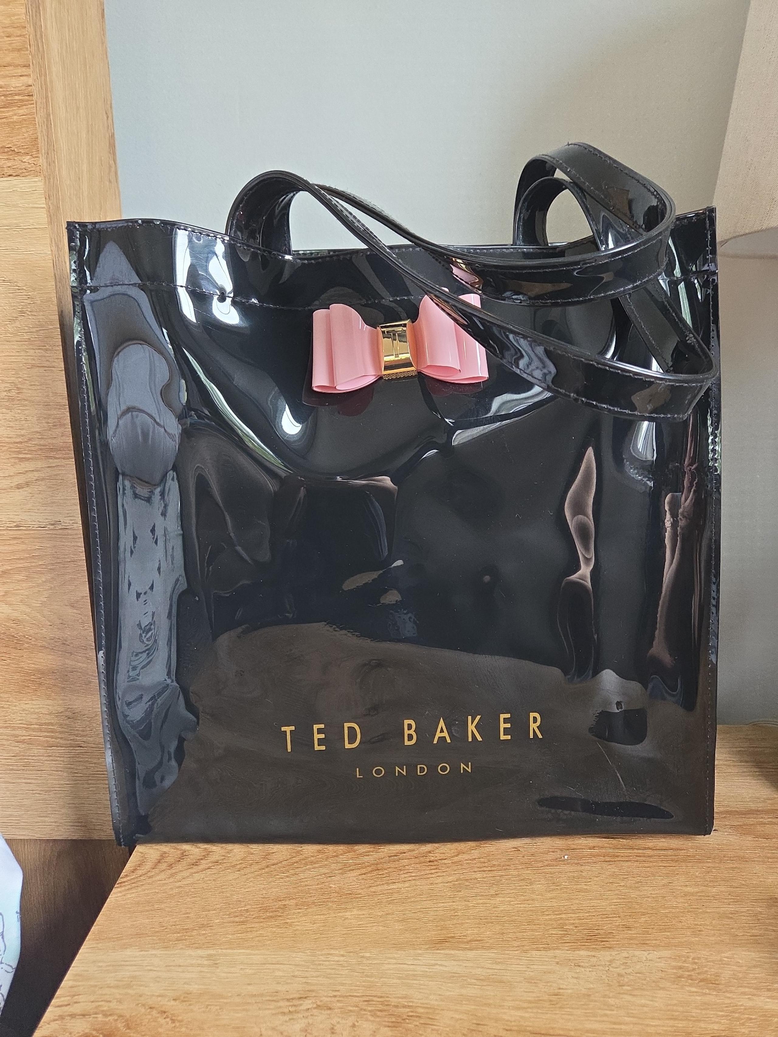 Authentic Ted Baker London Black Vinyl Shopper Tote