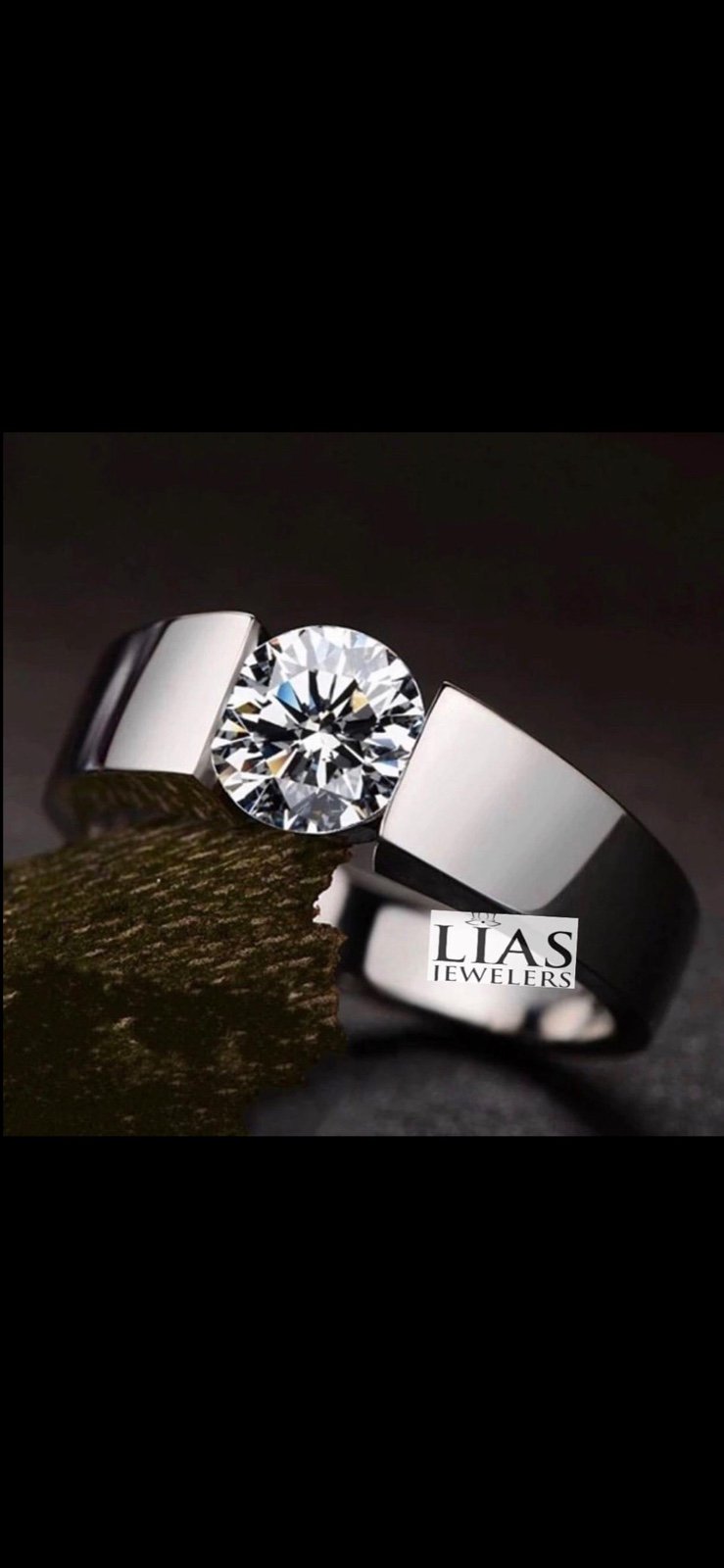 New 18k white gold men wedding ring