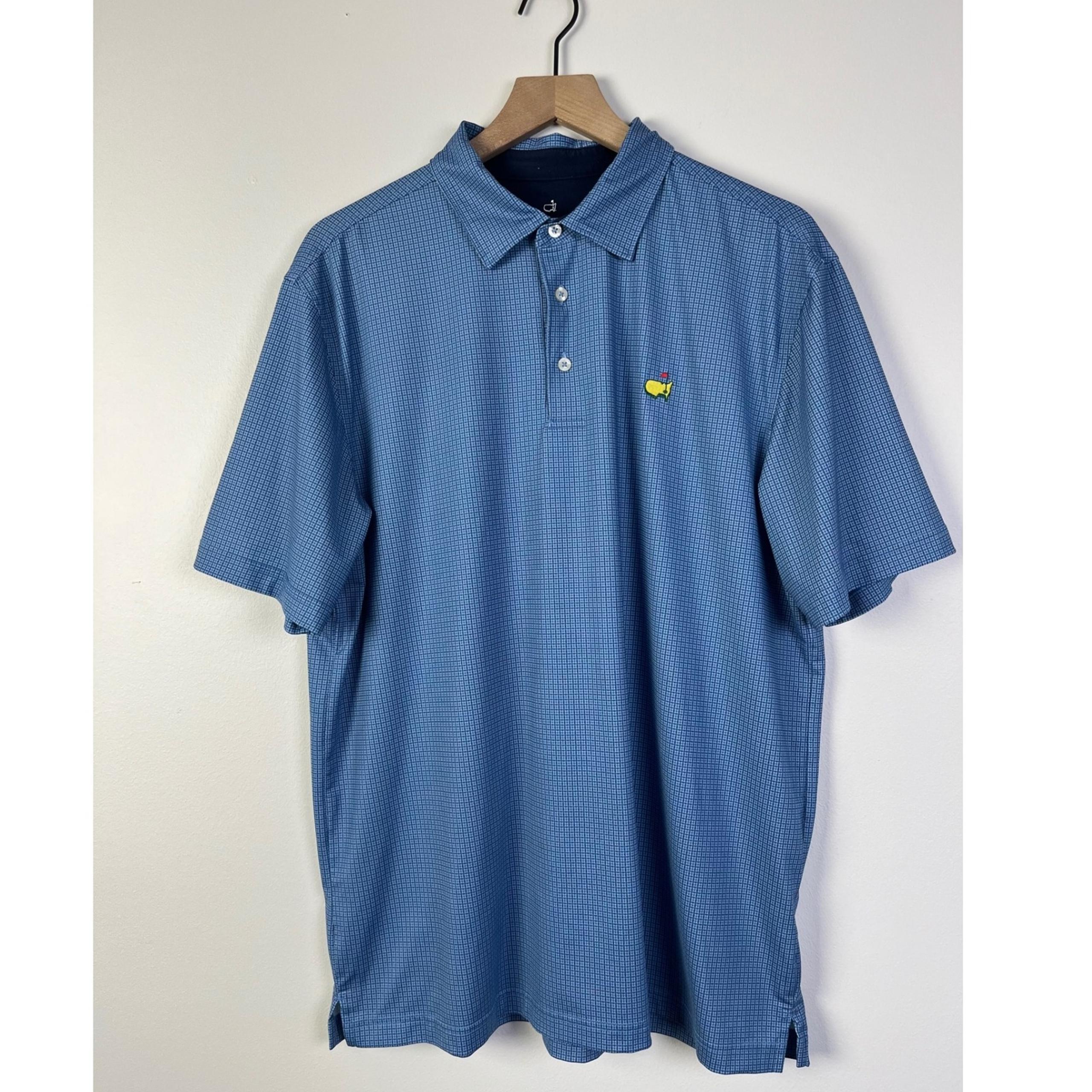Masters Tech Golf Polo Shirt Performance Stretch Augusta National Blue Large