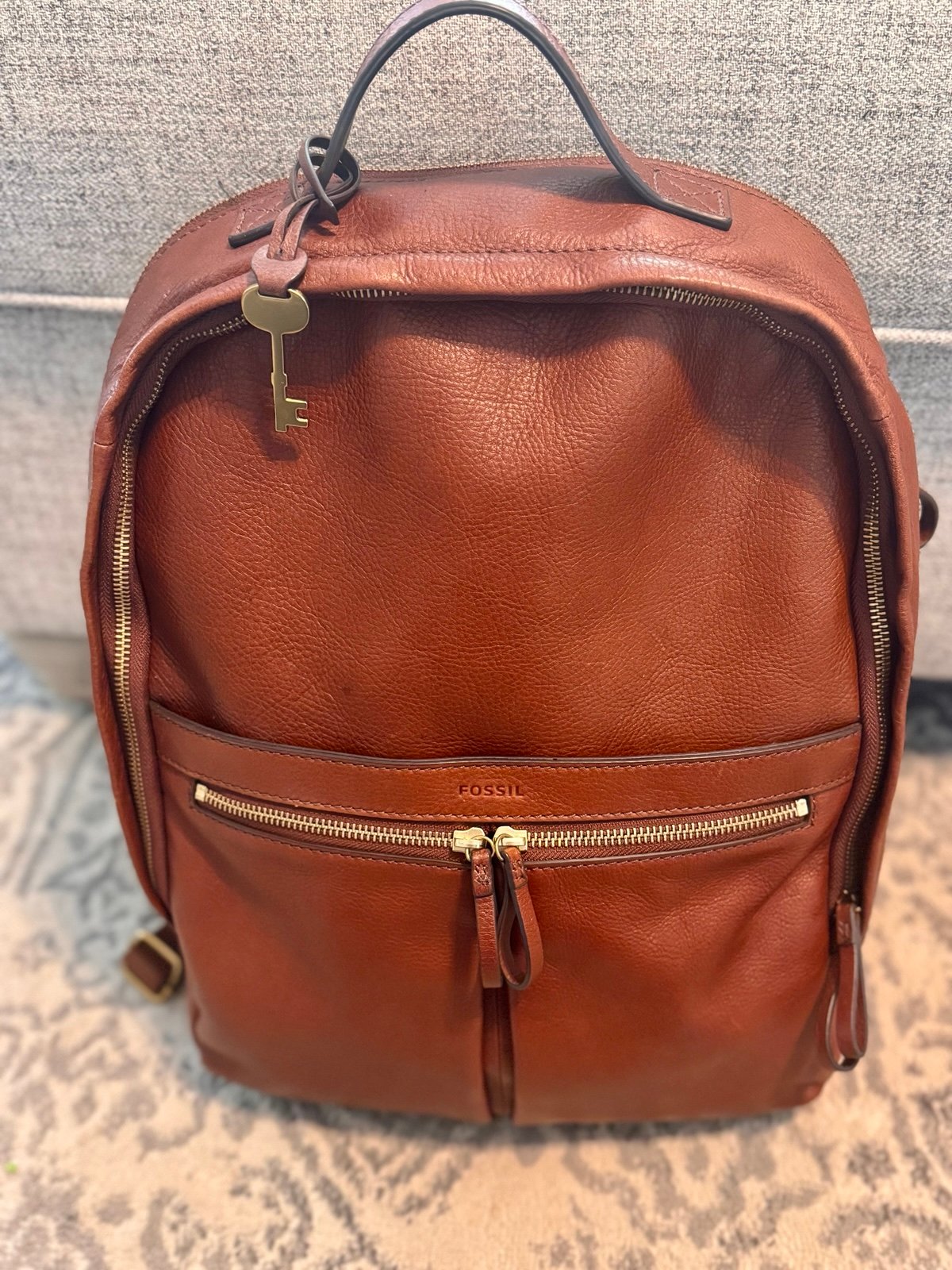 Fossil Leather Backpack with laptop and cellphone compartment