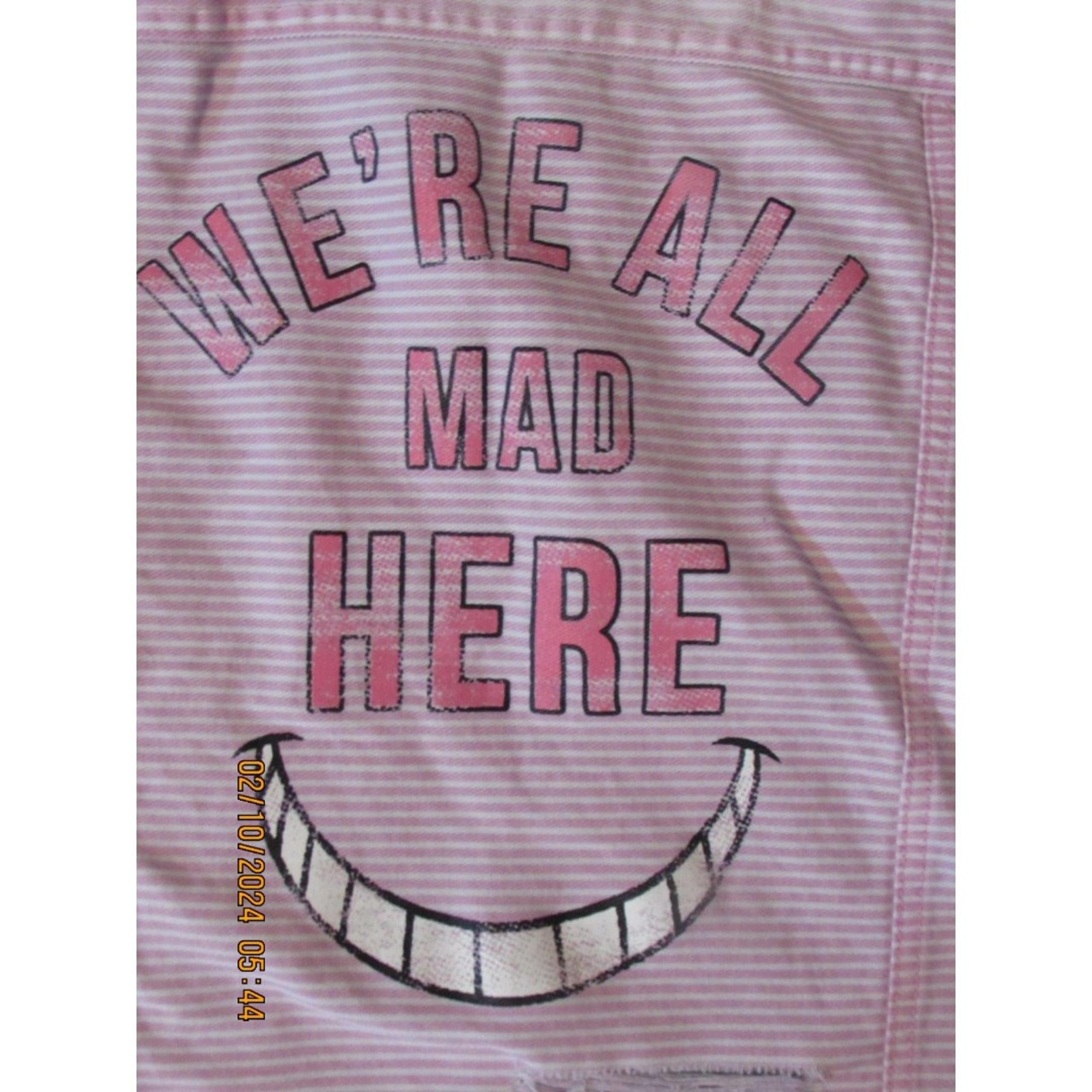 OH MY DISNEY CHESHIRE CAT SMILE DUSTRESSED HOODED VEST XXS LINED PINK WHITE GRAY