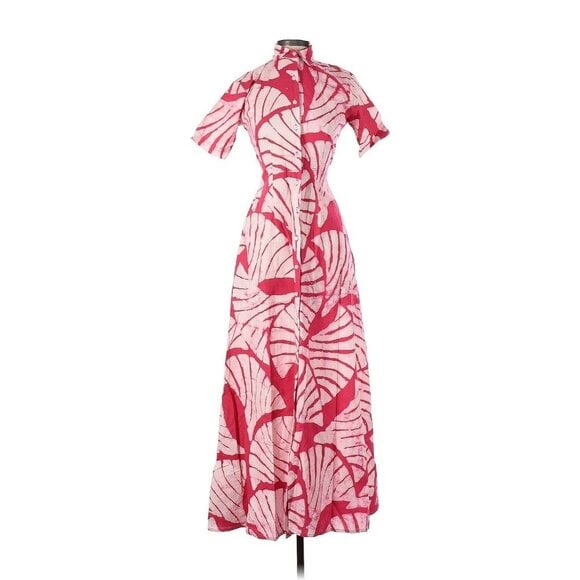 NWT Studio 189 x J.Crew Shirtdress in Coral White Batik Palm Print Maxi XS