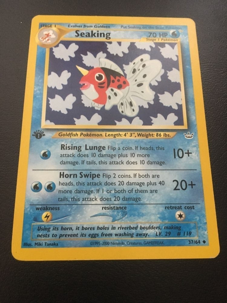Pokemon Seaking 1st edition card