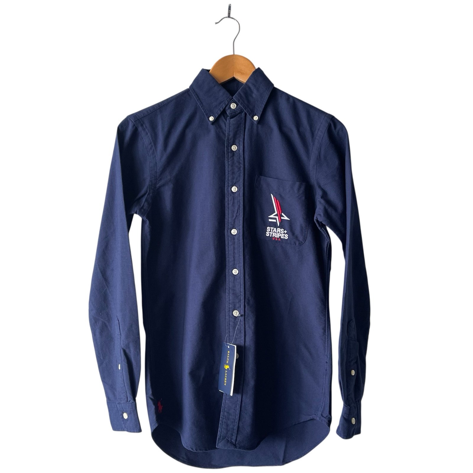 Ralph Lauren Navy 100% Cotton Stars & Stripes Oxford Button Down Shirt NWT XXS
