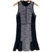 Rebecca Taylor Grey & Metallic Blue Paneled Tweed Flounce Dress Size 8