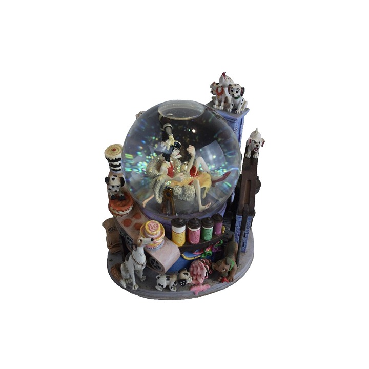 Disney Cruella De Ville Cake Fiasco Snow Globe 102 Dalmatians Music Box Tested