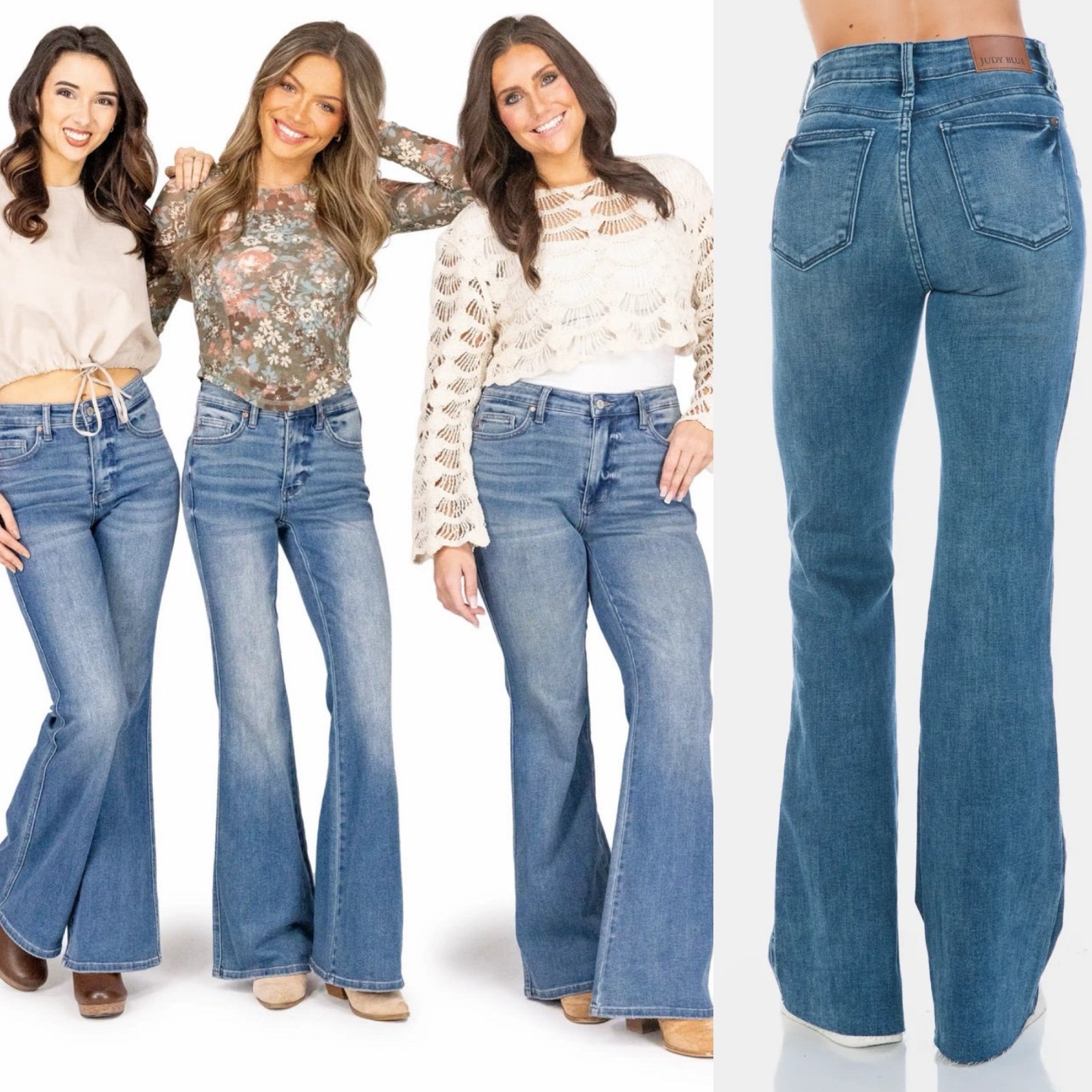 Judy Blue High Waist Control Top Flare Raw Hem Jeans 16W NWT
