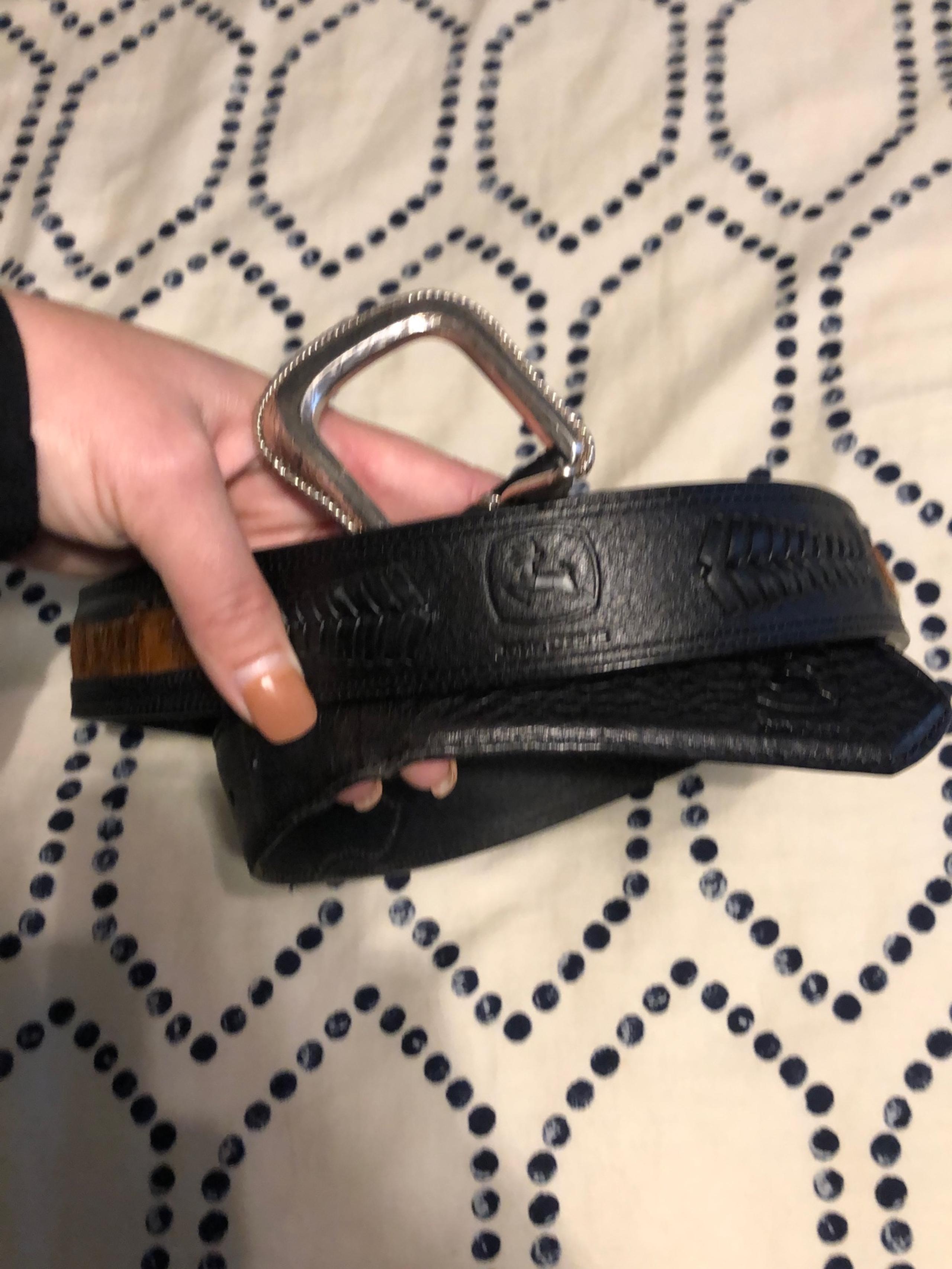 Cow Hair Belt, Black. Size 40 - John Deere