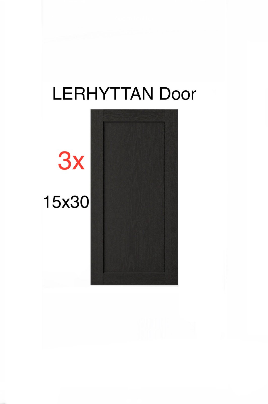 (3)x IKEA LERHYTTAN 15x30 door black stained 303.559.33